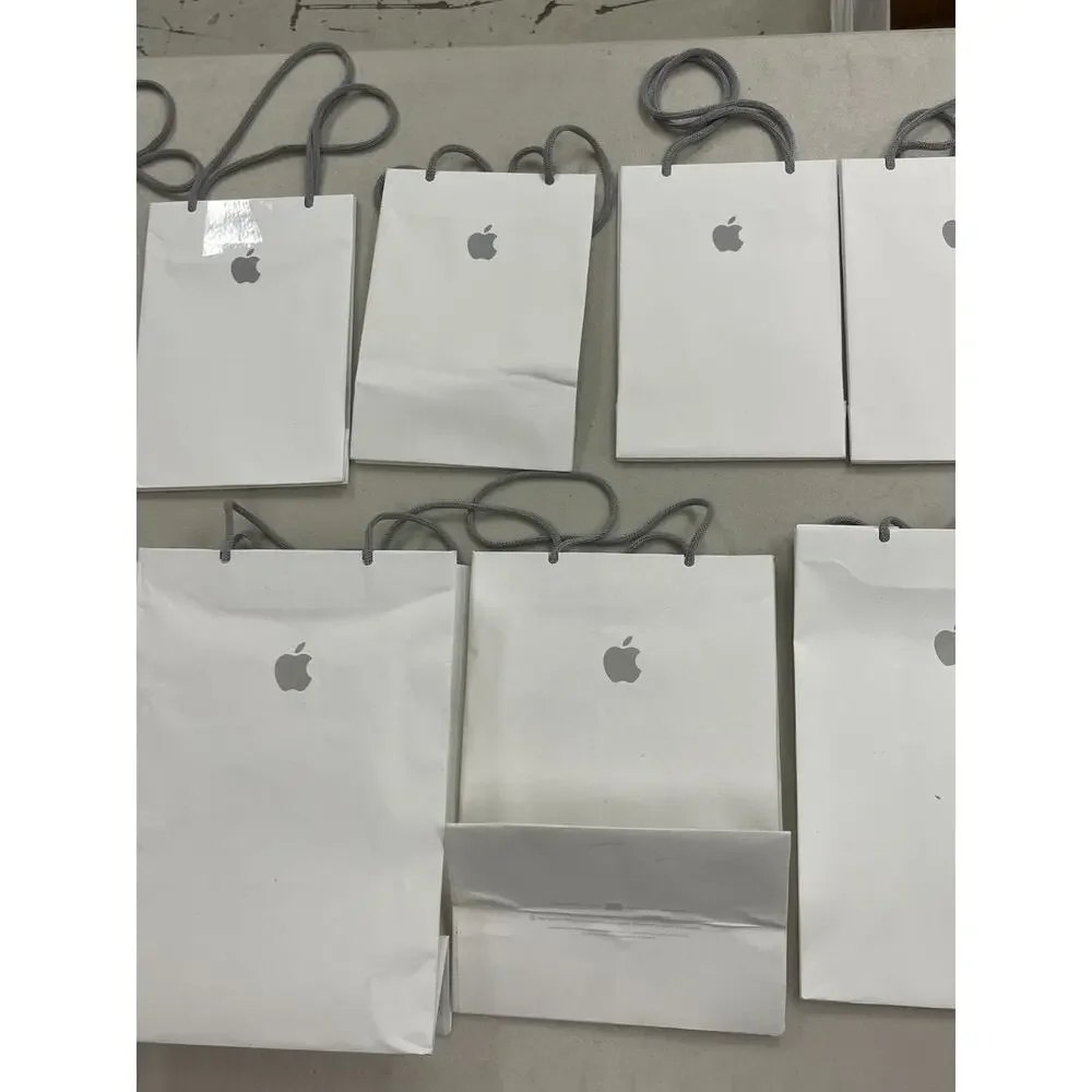 Genuine Apple Paper Bag White Gray Lot of 17 Small Medium Large